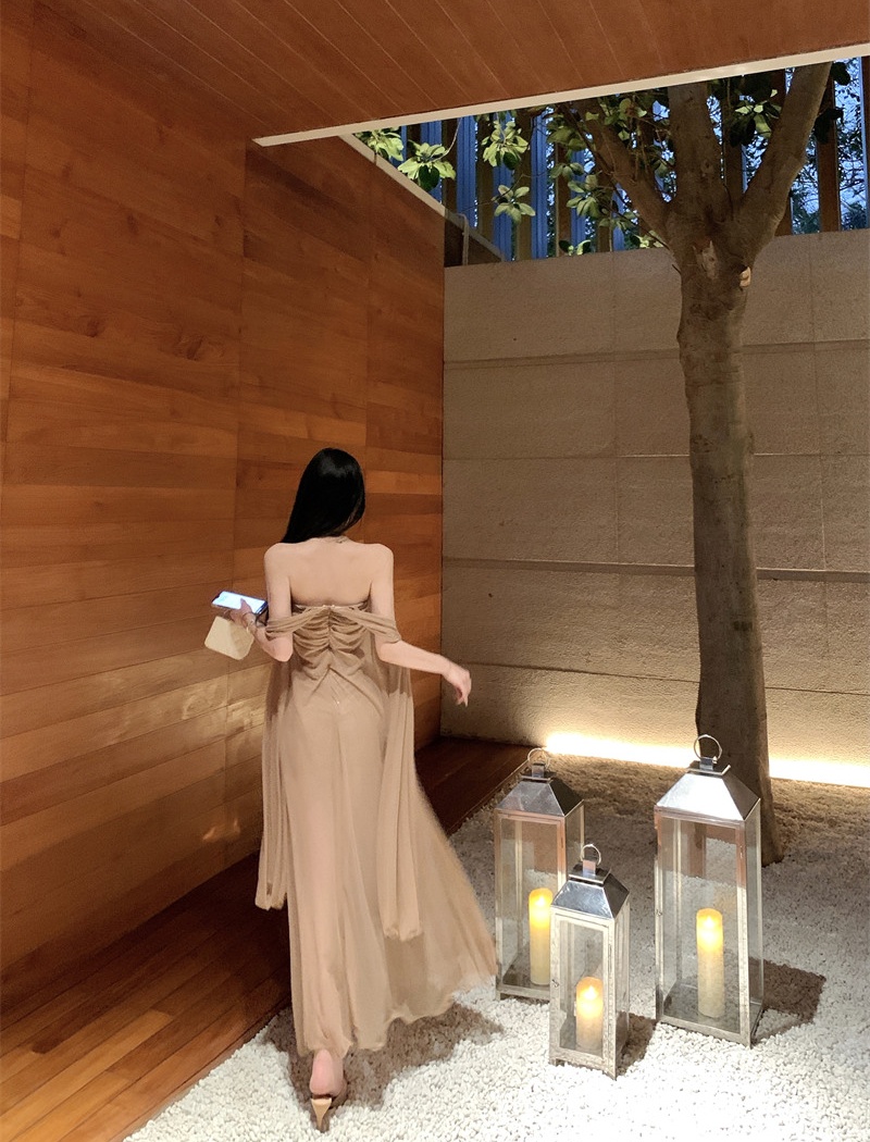 Streamer gauze dress sexy summer evening dress