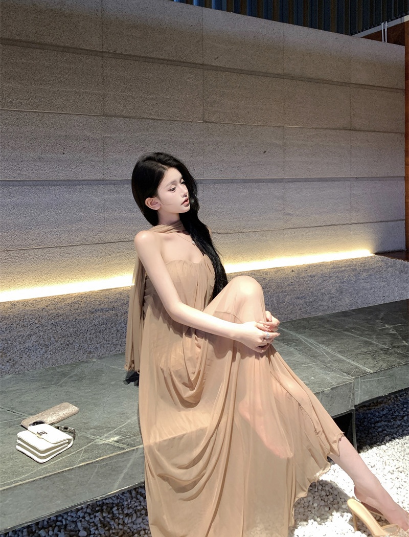 Streamer gauze dress sexy summer evening dress