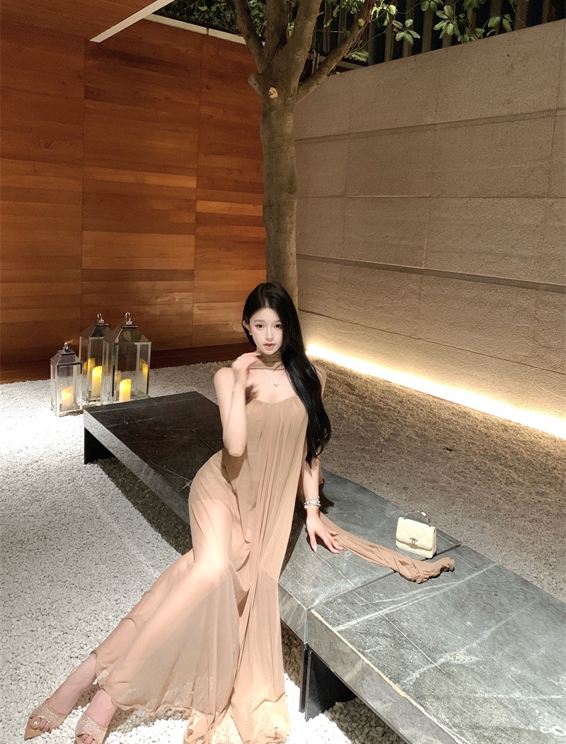 Streamer gauze dress sexy summer evening dress