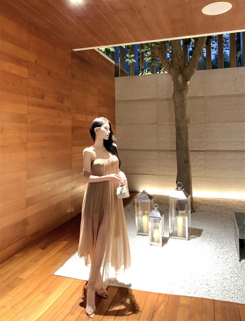 Streamer gauze dress sexy summer evening dress
