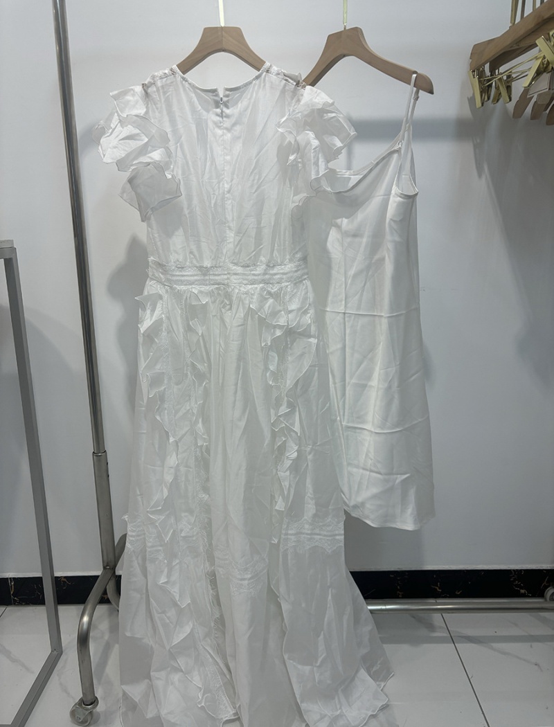 Lotus leaf edges V-neck long dress France style dress