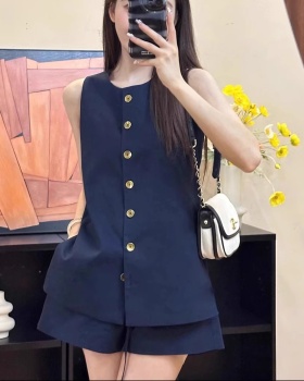 Lazy shorts spring waistcoat 2pcs set for women