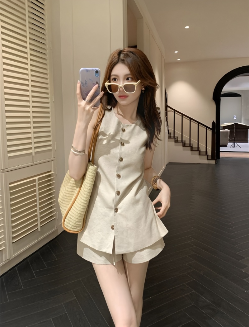 Lazy shorts spring waistcoat 2pcs set for women