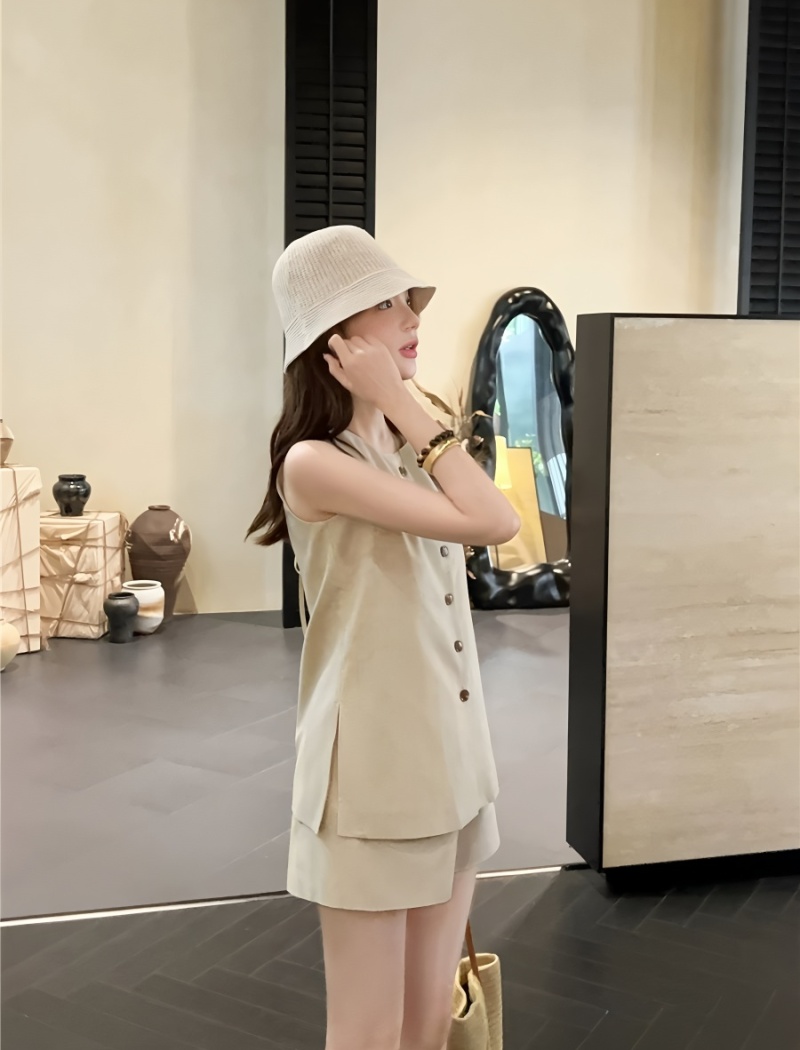 Lazy shorts spring waistcoat 2pcs set for women