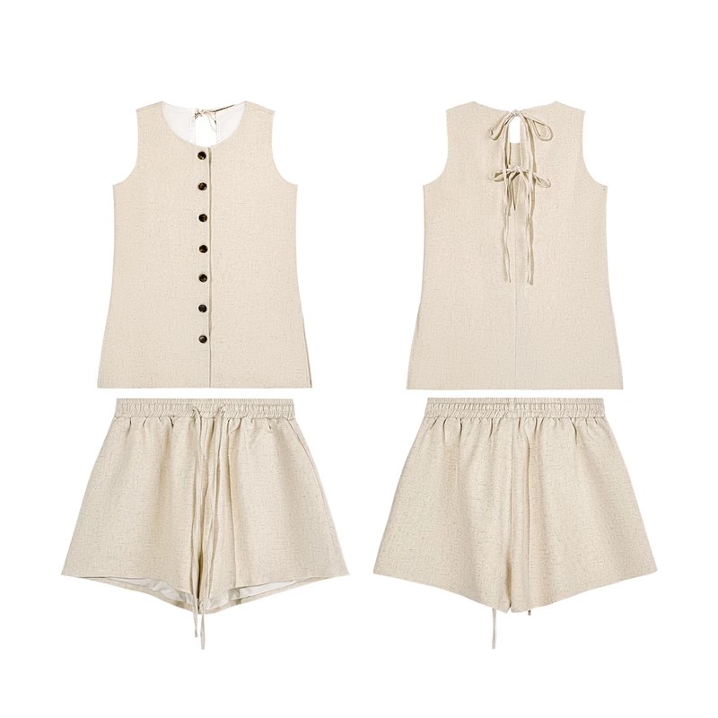 Lazy shorts spring waistcoat 2pcs set for women