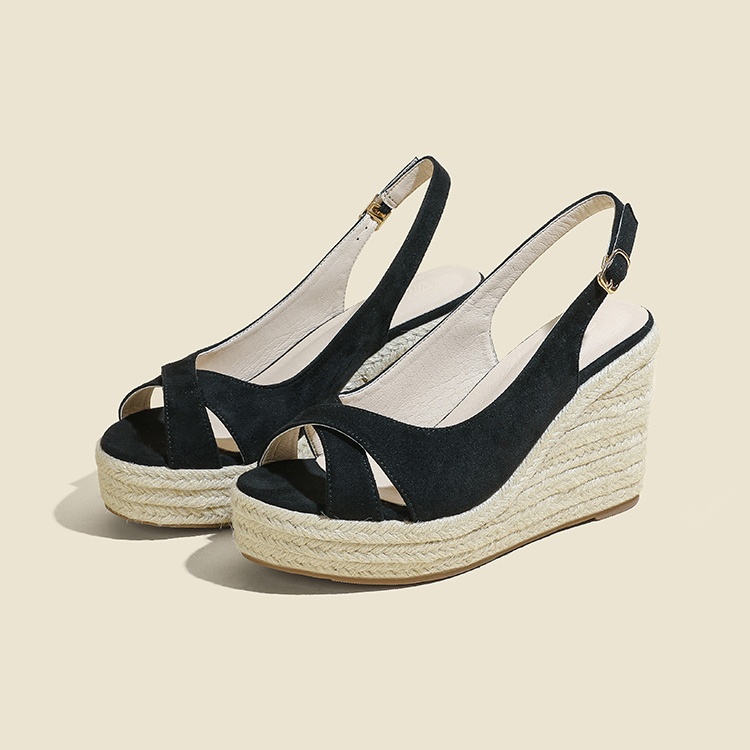 Hemp rope thick crust platform wears outside sandals