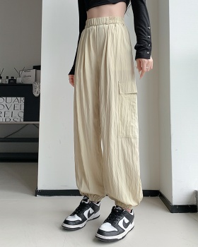 Wide leg wicking summer straight work pants for women