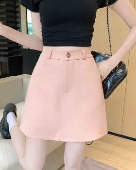 Pseudo-two spring skirt college style short skirt for women