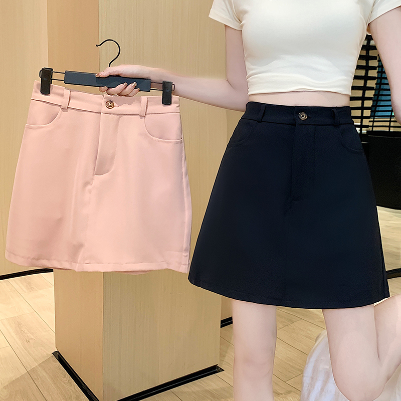 Pseudo-two spring skirt college style short skirt for women