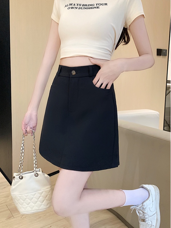 Pseudo-two spring skirt college style short skirt for women