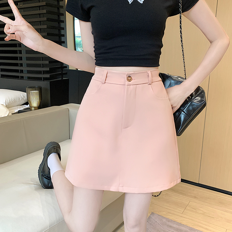 Pseudo-two spring skirt college style short skirt for women