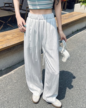 Drawstring all-match pants cotton loose long pants for women