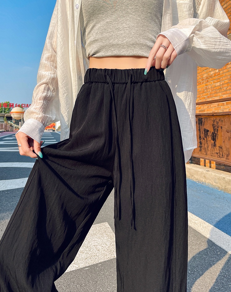 Drawstring all-match pants cotton loose long pants for women