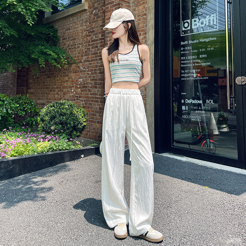 Drawstring all-match pants cotton loose long pants for women