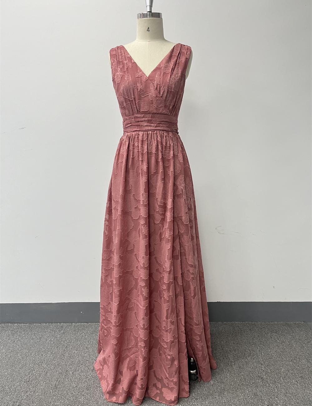 V-neck sleeveless formal dress printing evening dress