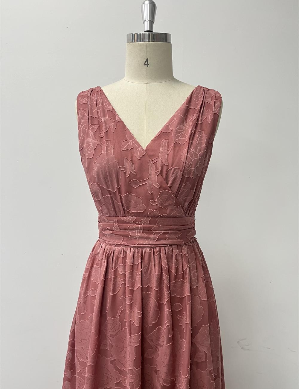 V-neck sleeveless formal dress printing evening dress