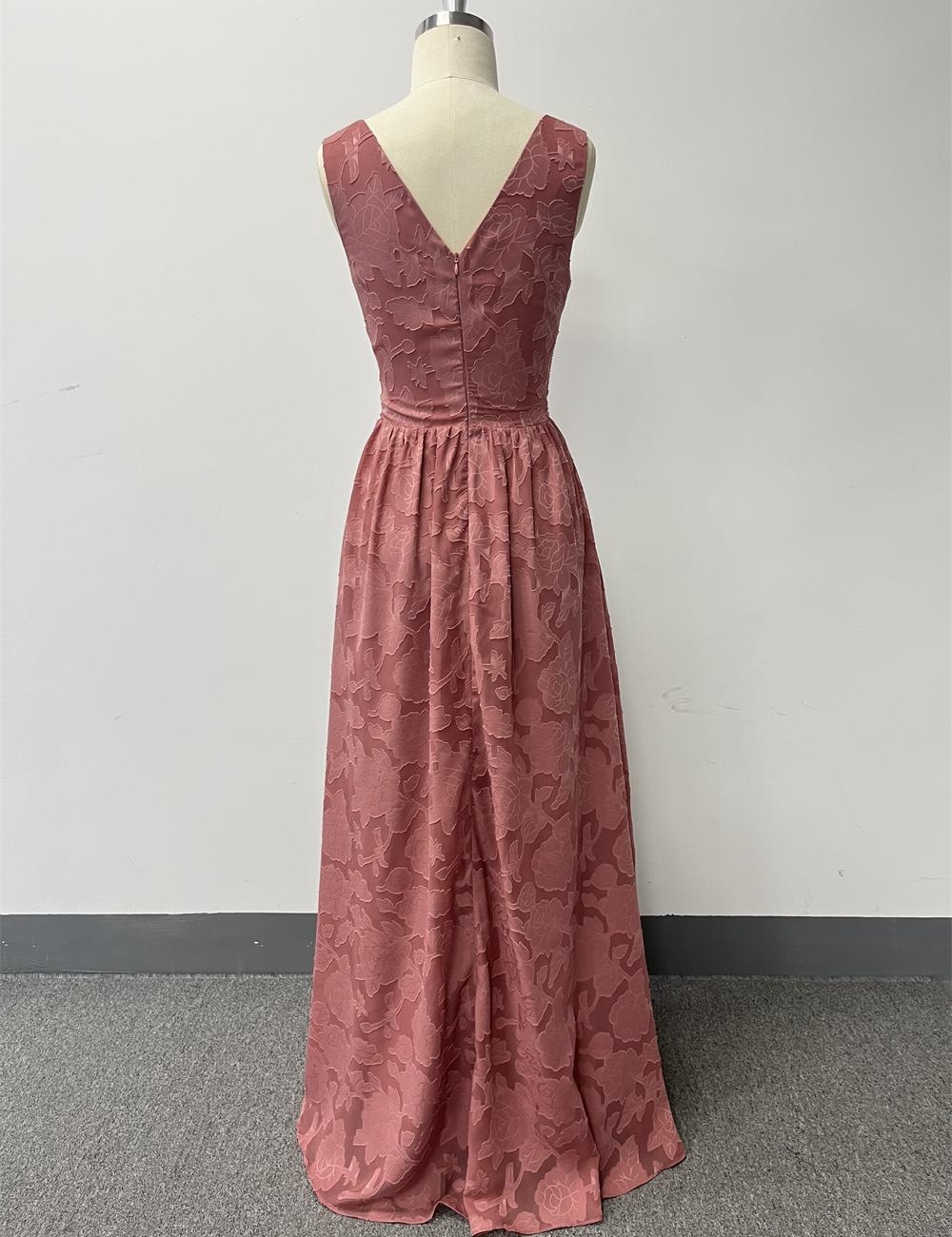 V-neck sleeveless formal dress printing evening dress