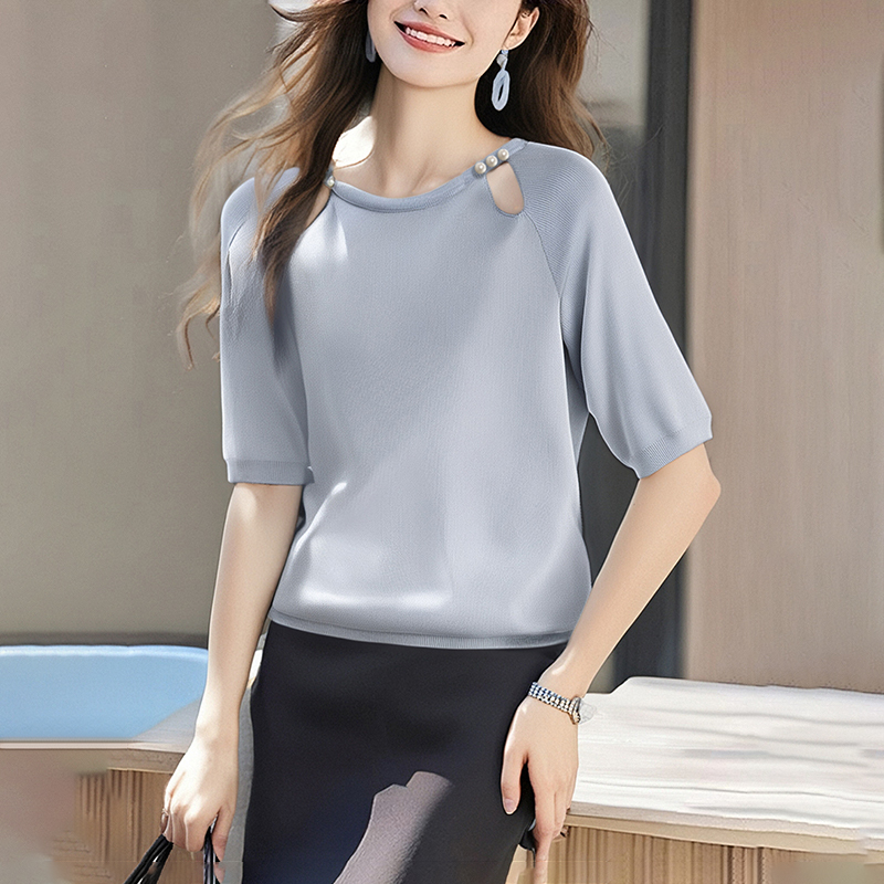 Knitted clavicle summer beading tops