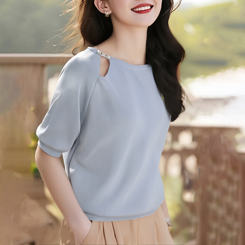 Knitted clavicle summer beading tops