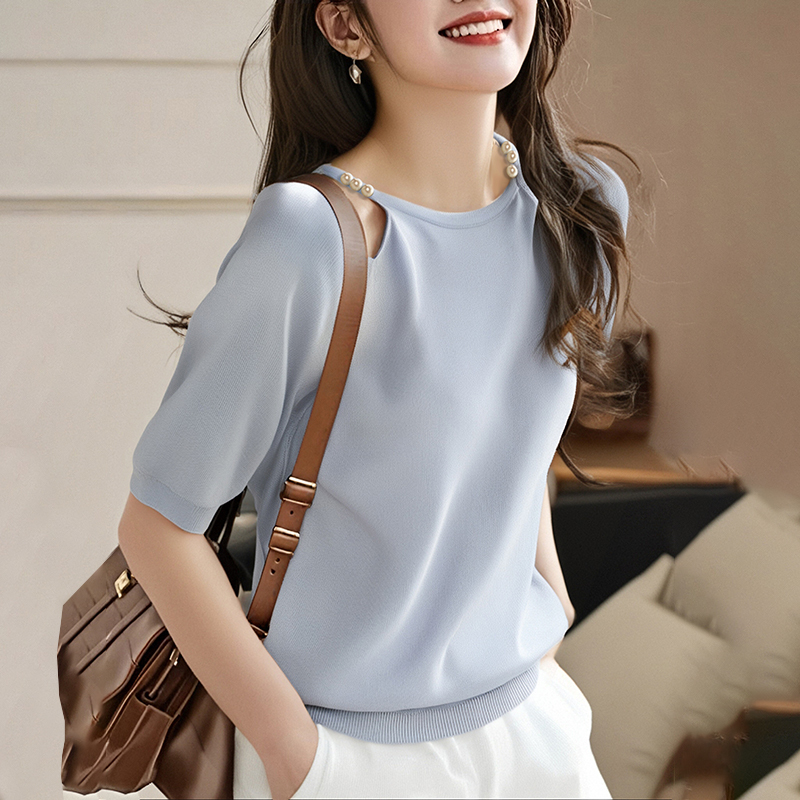 Knitted clavicle summer beading tops