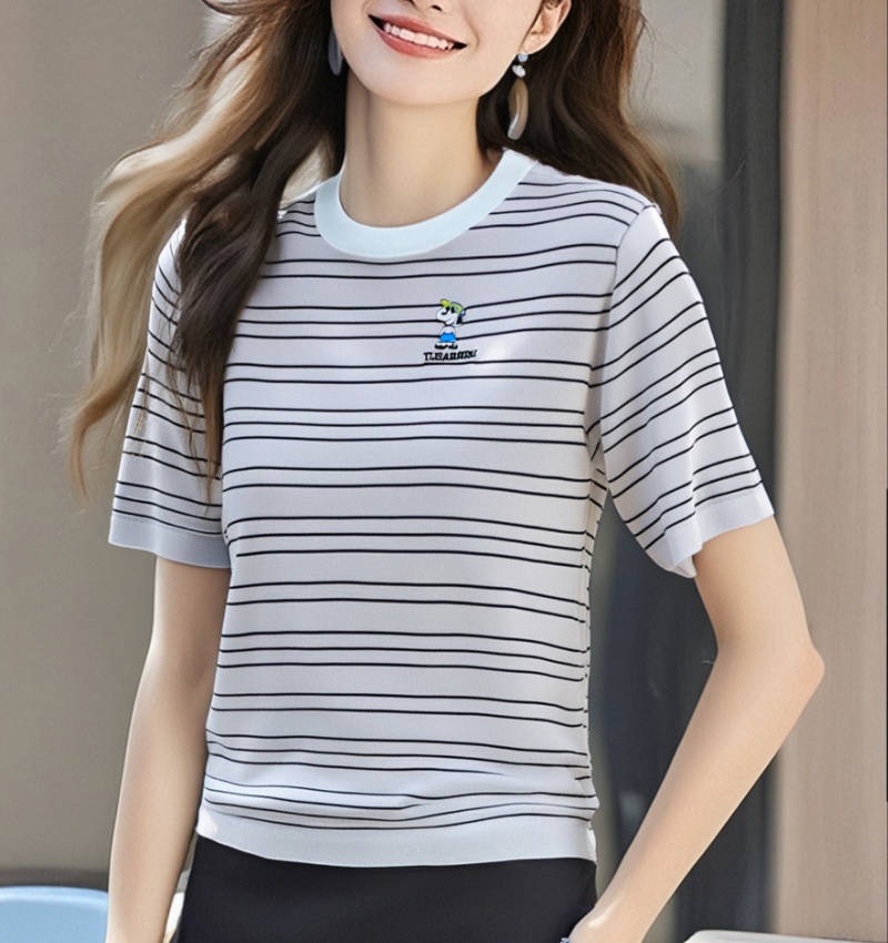 Short sleeve summer tops embroidery mixed colors T-shirt