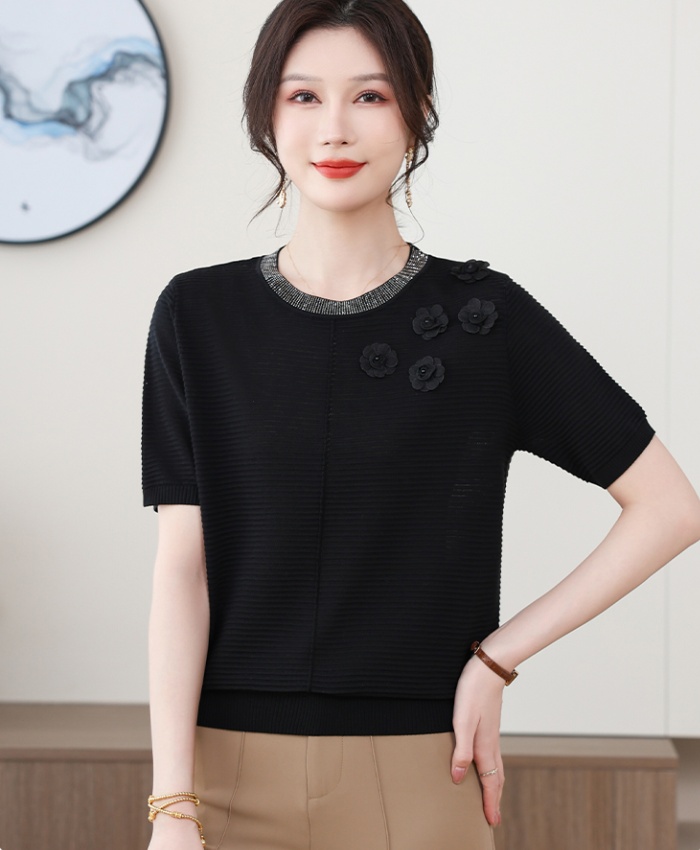Ice silk Western style T-shirt short sleeve summer tops