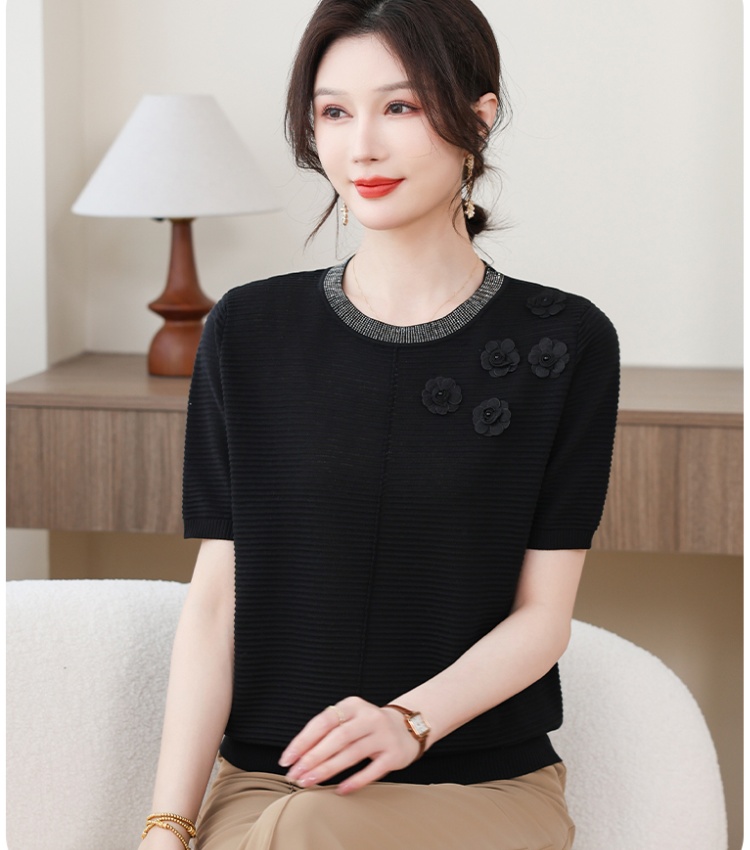 Ice silk Western style T-shirt short sleeve summer tops