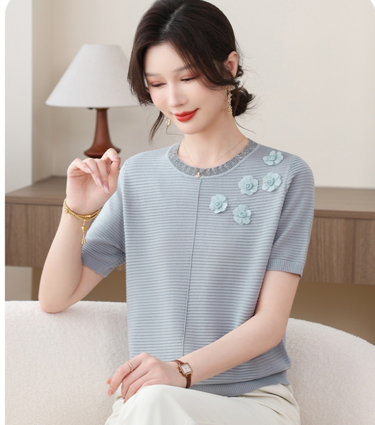 Ice silk Western style T-shirt short sleeve summer tops