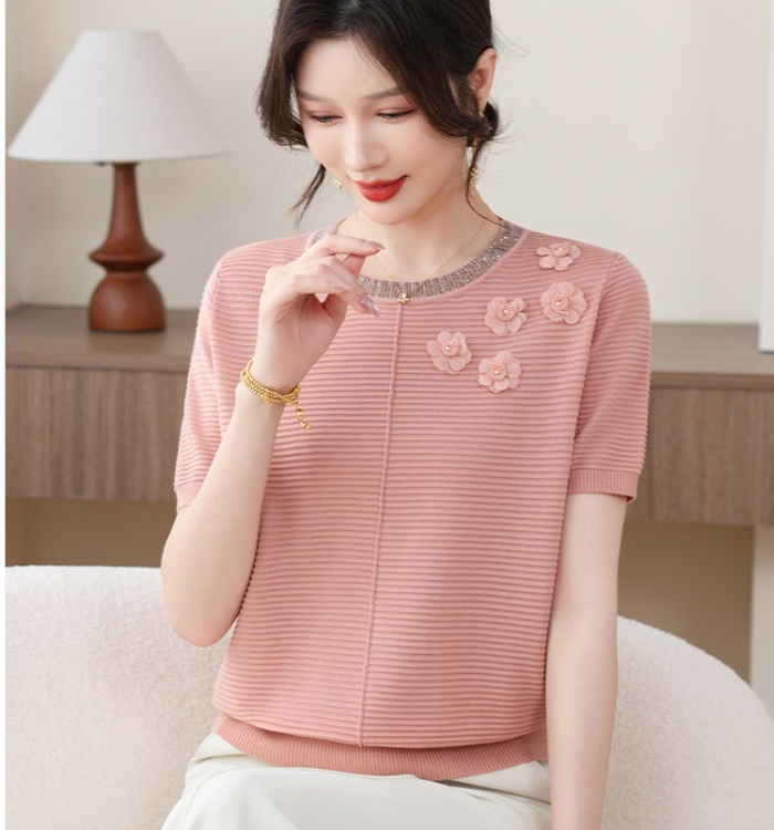 Ice silk Western style T-shirt short sleeve summer tops