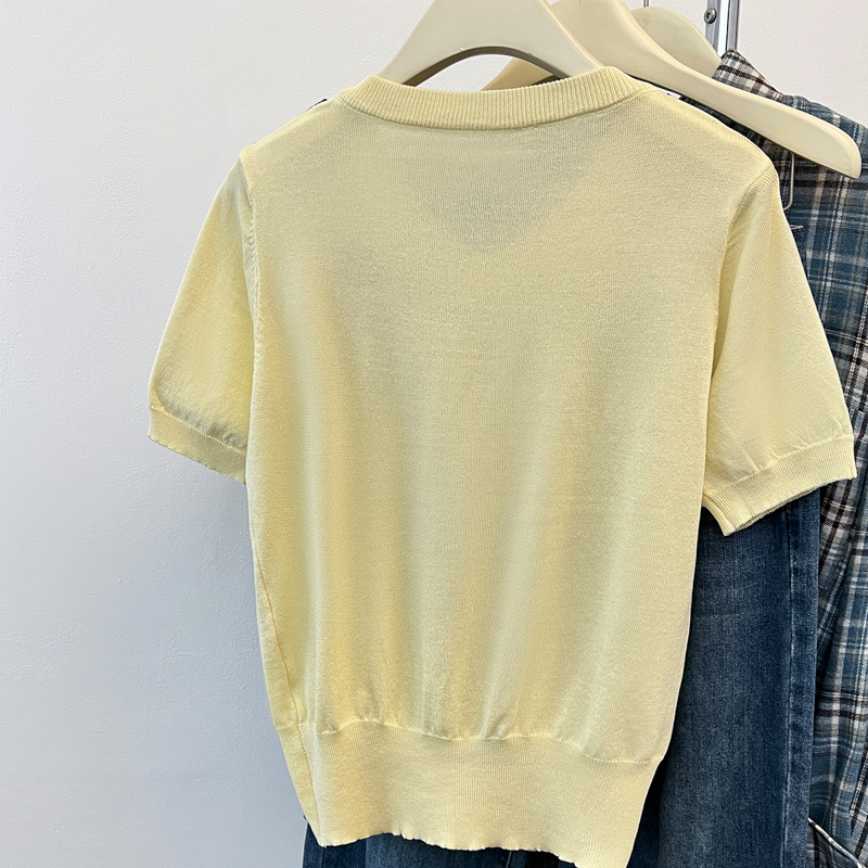 V-neck summer embroidery pony tops 2pcs set