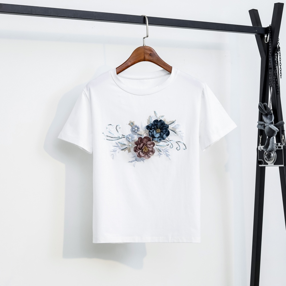 Embroidered T-shirt short jeans a set