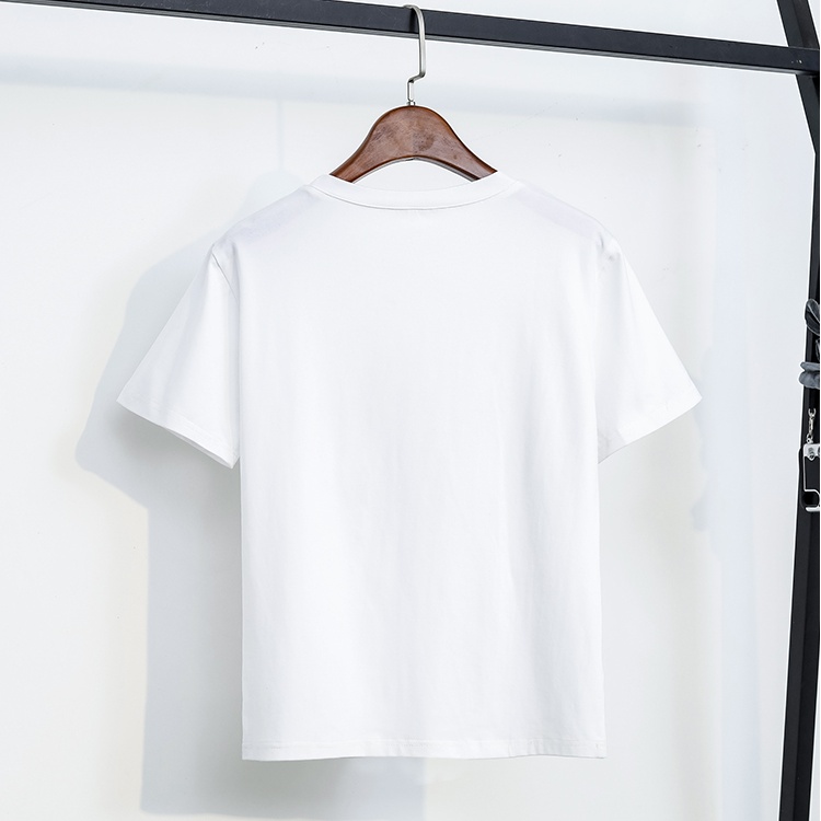 Flowers decoration short sleeve pure stereoscopic T-shirt