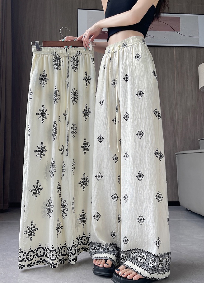 Retro casual pants drape wide leg pants for women