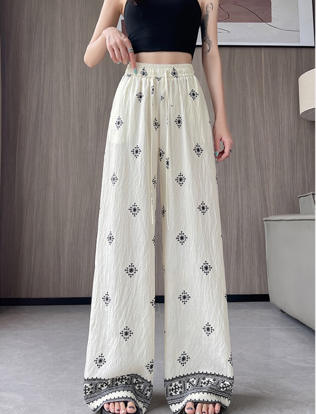Retro casual pants drape wide leg pants for women