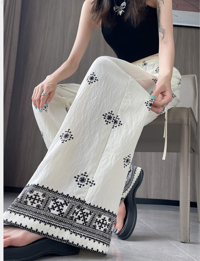 Retro casual pants drape wide leg pants for women