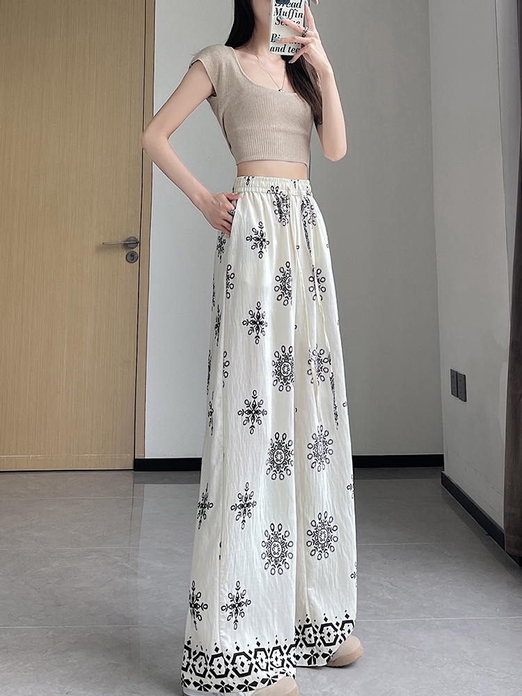 Retro casual pants drape wide leg pants for women