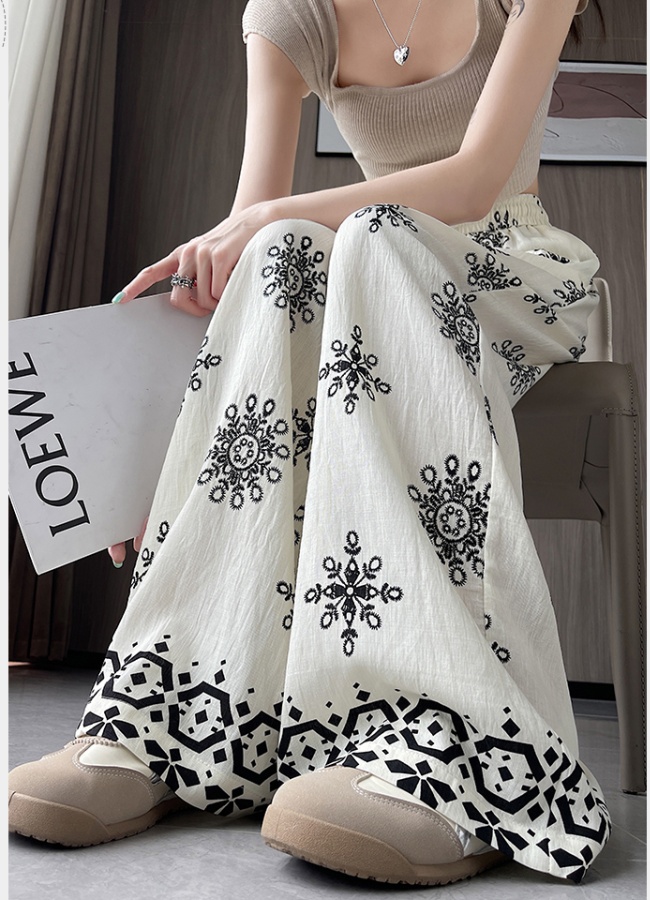 Retro casual pants drape wide leg pants for women