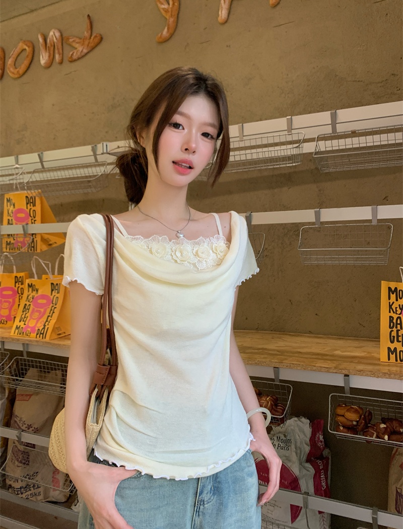 France style tops short sleeve sweater for women
