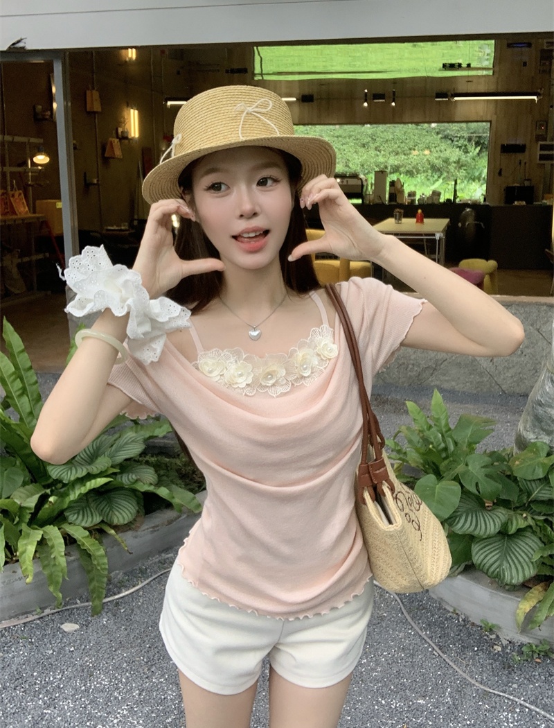 France style tops short sleeve sweater for women