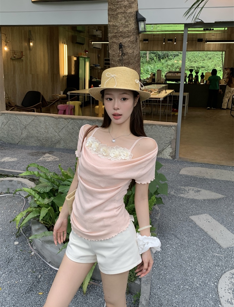 France style tops short sleeve sweater for women