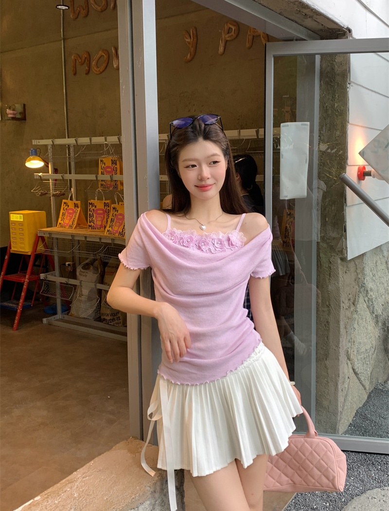 France style tops short sleeve sweater for women