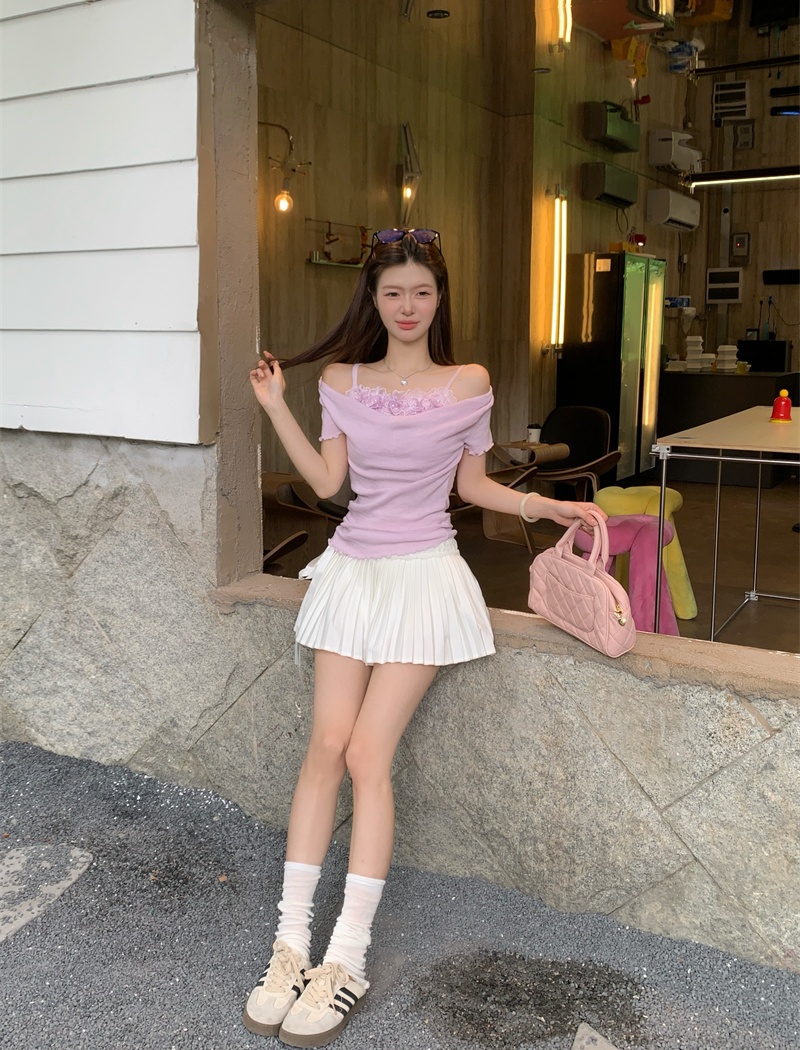 France style tops short sleeve sweater for women