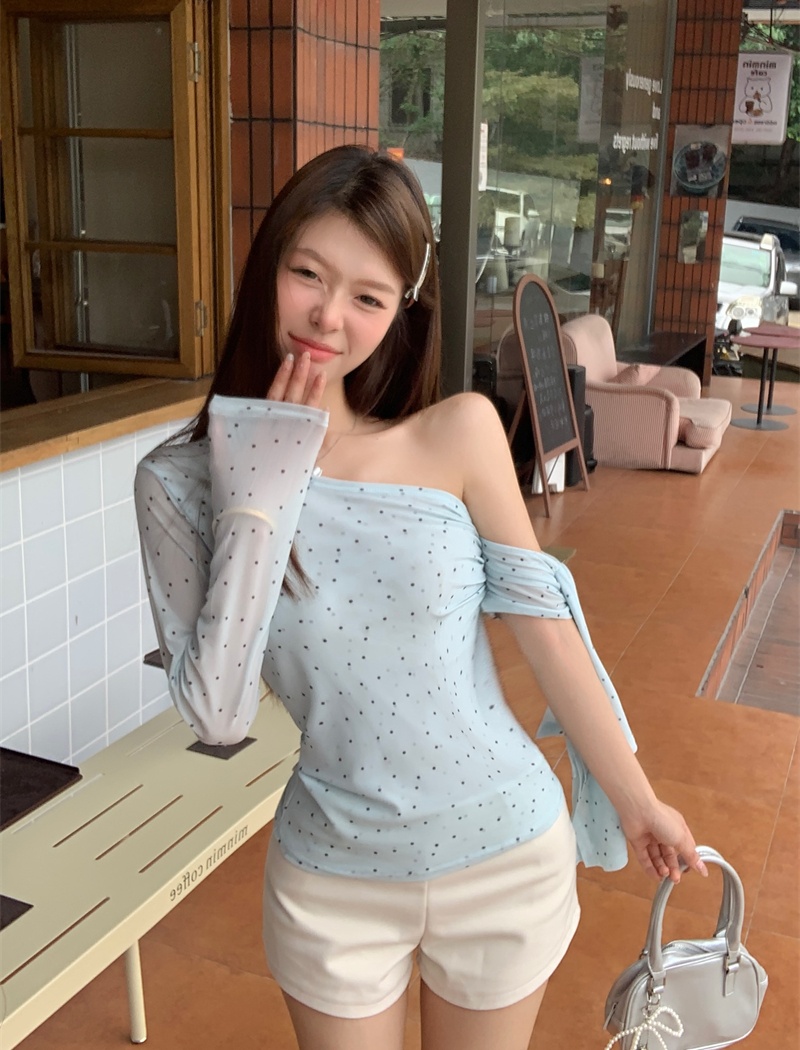 Enticement gauze tops sexy T-shirt for women