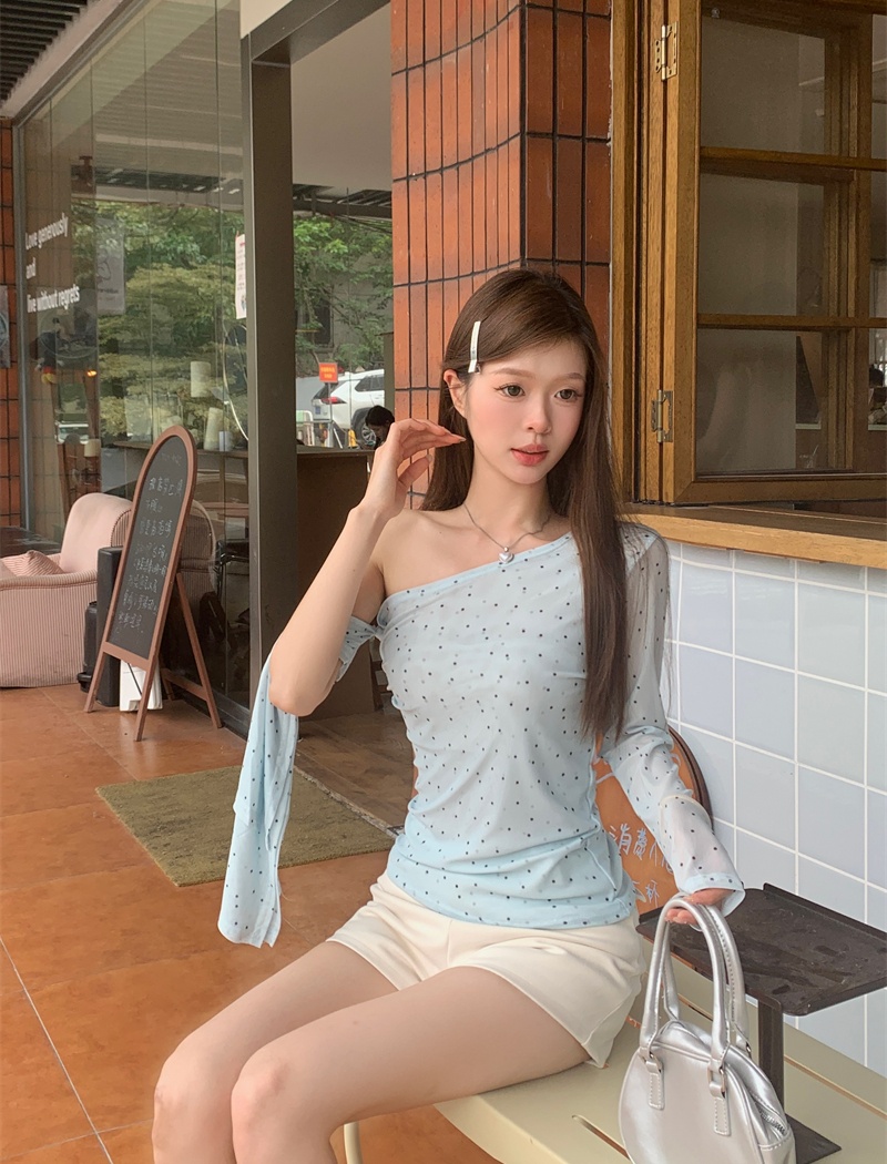 Enticement gauze tops sexy T-shirt for women