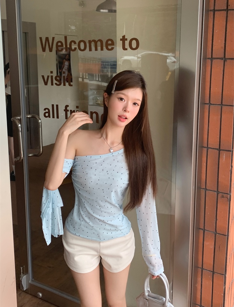 Enticement gauze tops sexy T-shirt for women