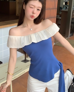 Fold lotus leaf edges sweater irregular tops