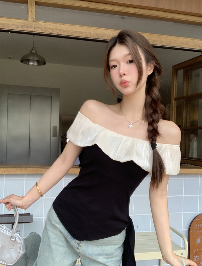 Fold lotus leaf edges sweater irregular tops