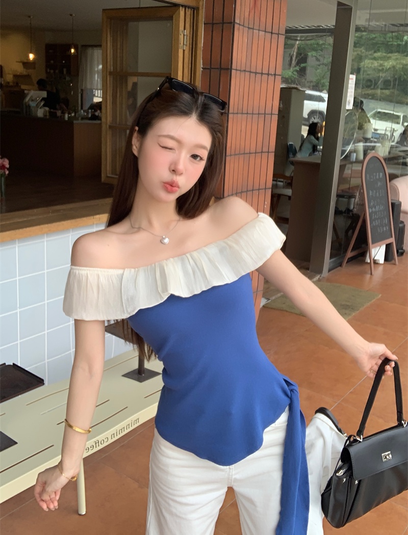 Fold lotus leaf edges sweater irregular tops