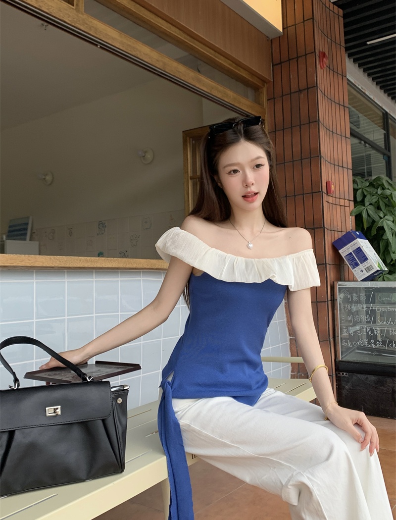 Fold lotus leaf edges sweater irregular tops