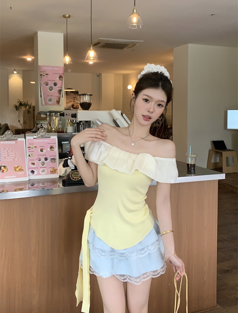 Fold lotus leaf edges sweater irregular tops